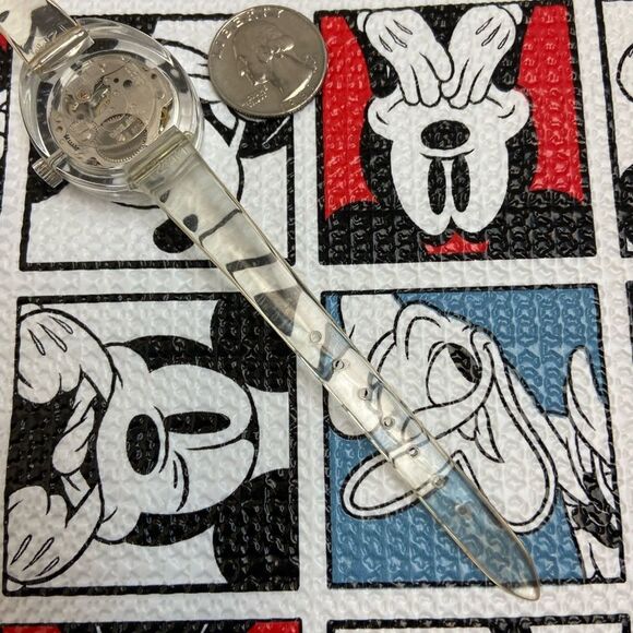 Vintage 70s Bradley x Disney Clear Acrylic Mickey Mouse Bubble Watch Manual Wind - Picture 17 of 17